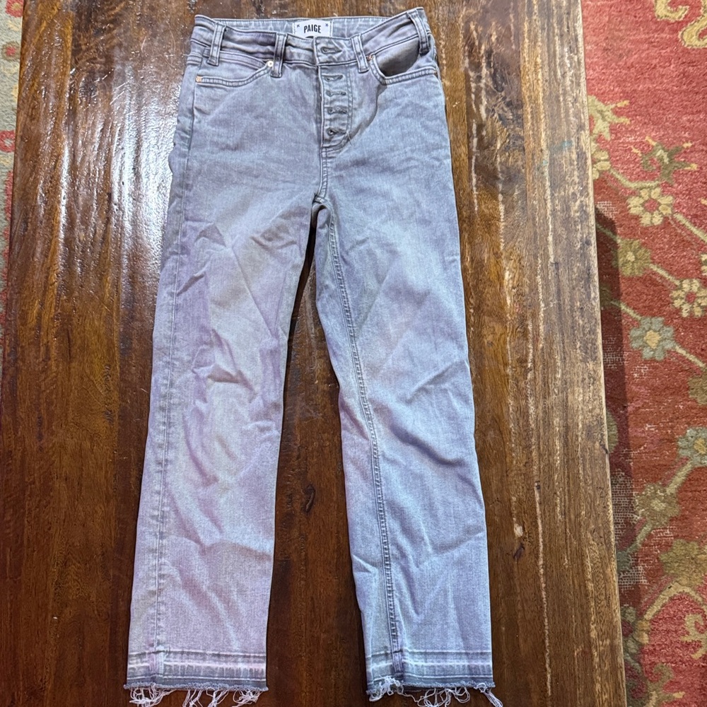 PAIGE Straight Leg Jeans in Light grey